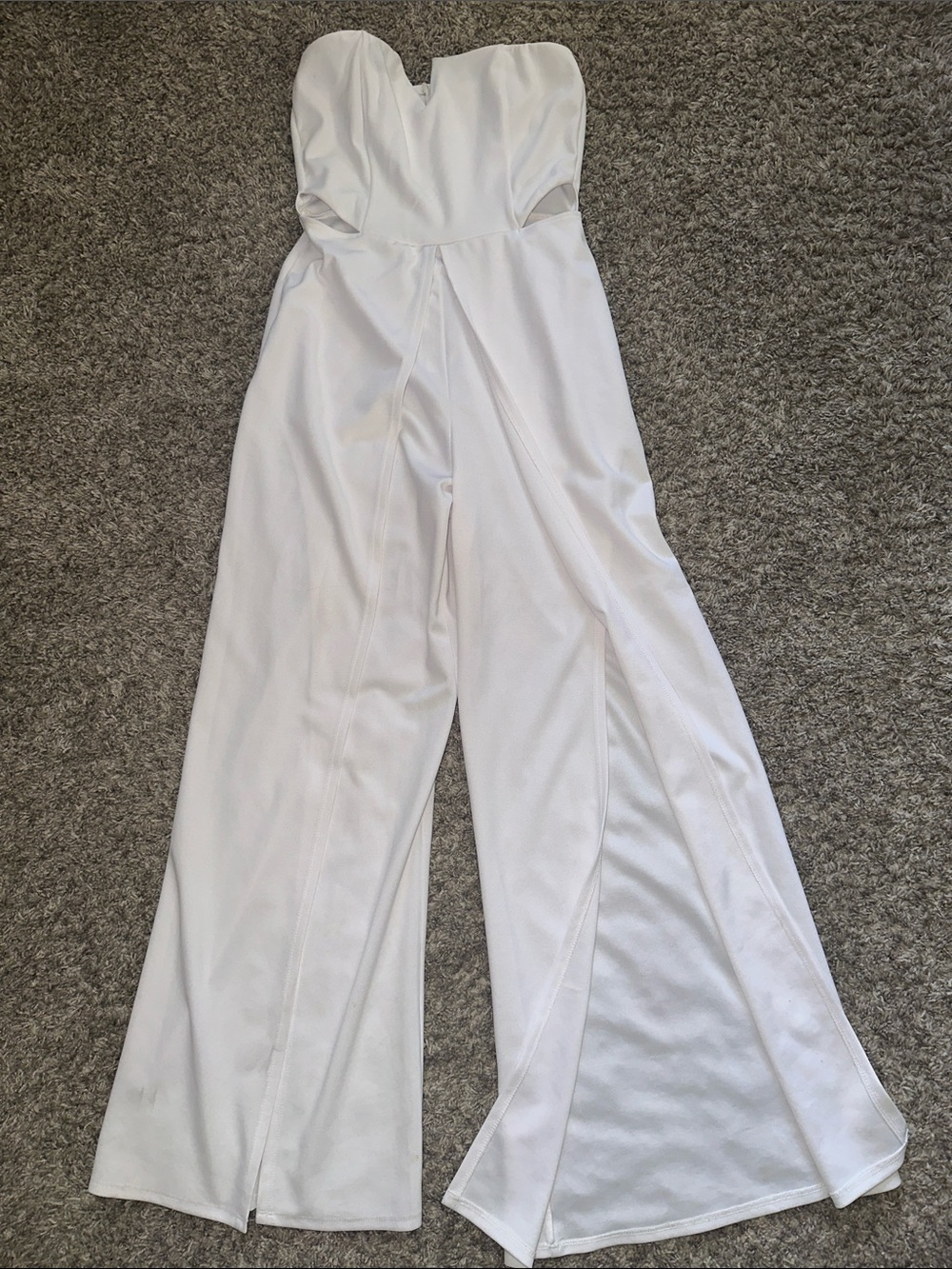 Charlotte Russe White Strapless Wide-Leg Jumpsuit